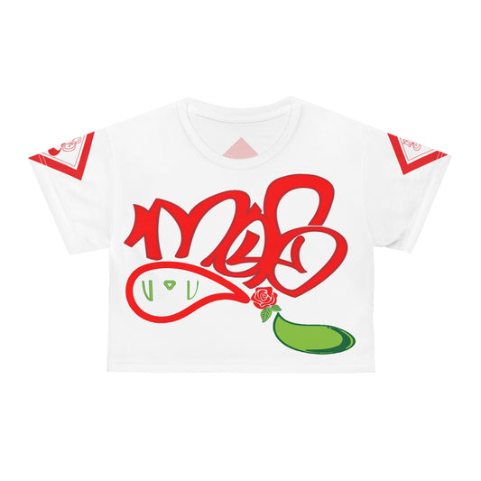 mofo rose logo diamond combo crop tee white