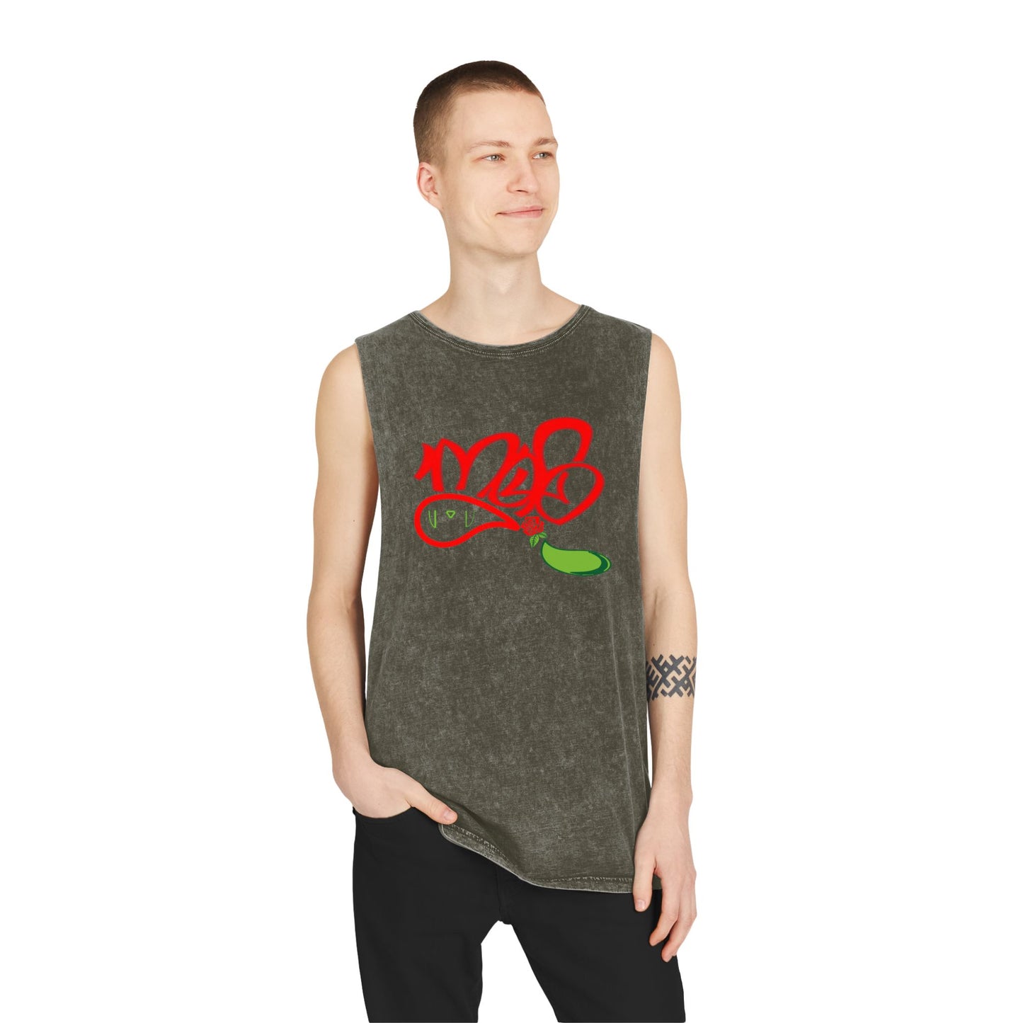 Stylish Stonewash Tank Top with Artistic Design, Casual Summer Wear, Trendy Fashion, Urban Outfit, Gift for Him/Her
