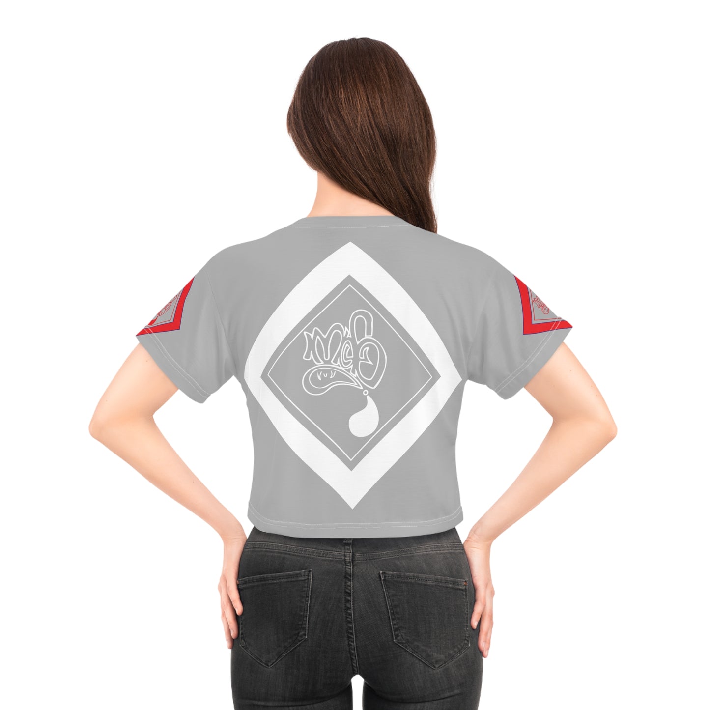 mofo usa logo diamond combo crop tee grey