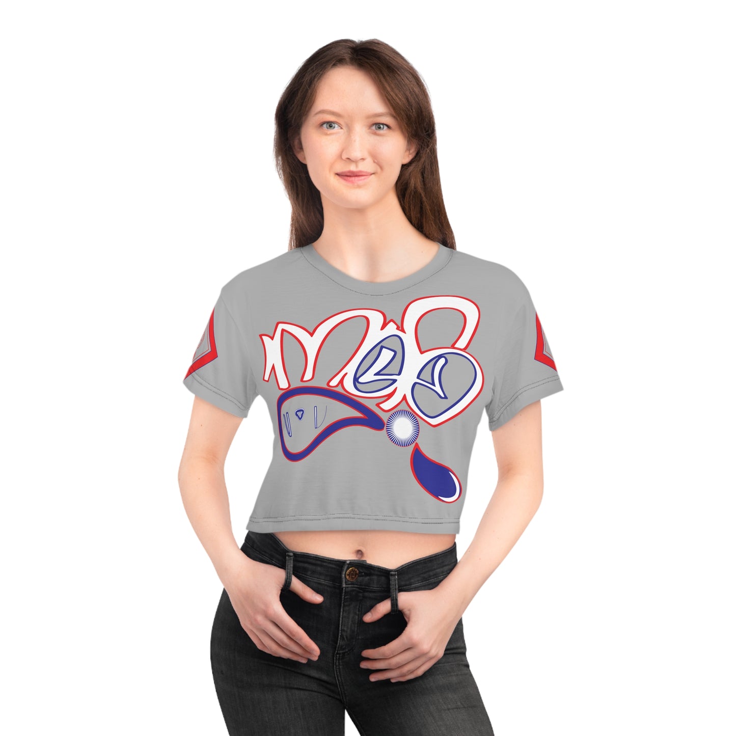 mofo usa logo diamond combo crop tee grey