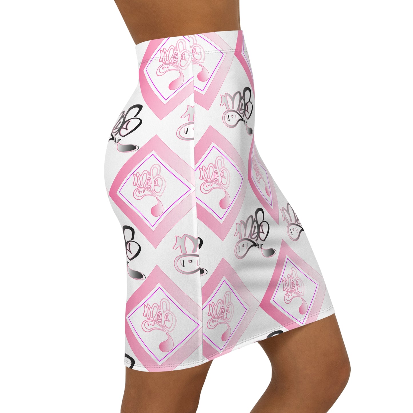 Chic Women's Mid-Waist Pencil Skirt with Artistic Design