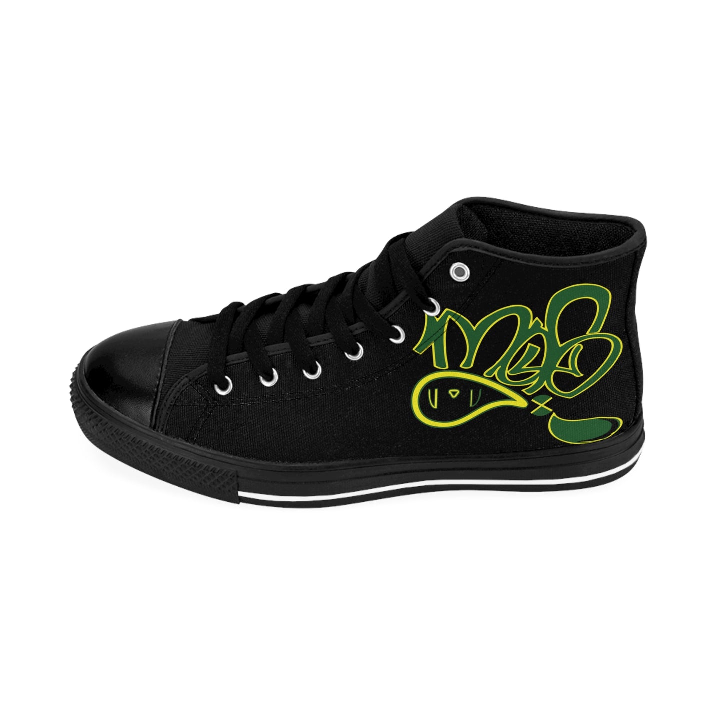Urban Graffiti High-Top Sneakers, Street Style Footwear, Hip-Hop Fashion Shoes, Trendy Casual Kicks, Unique Graffiti Sneakers