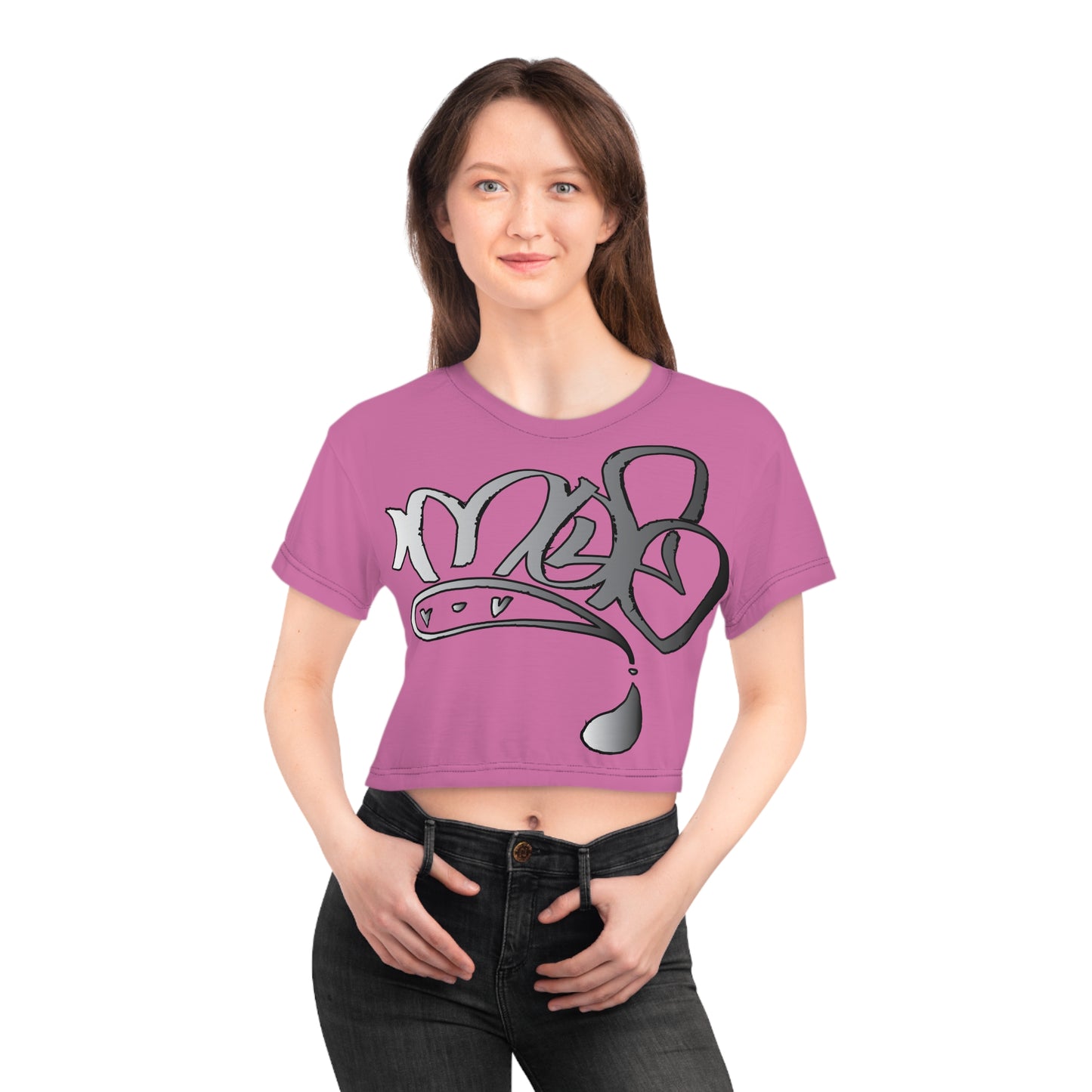 silver mofo logo low crop tee pink