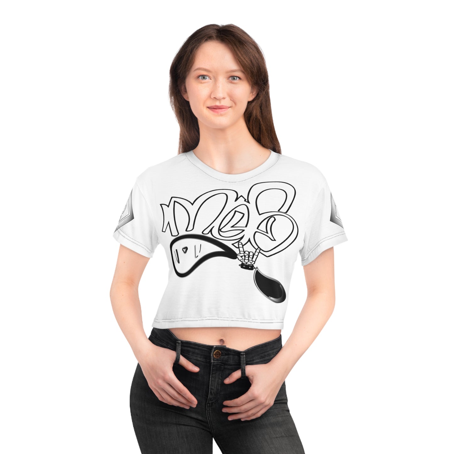 mofo rockstar logo diamond combo crop tee
