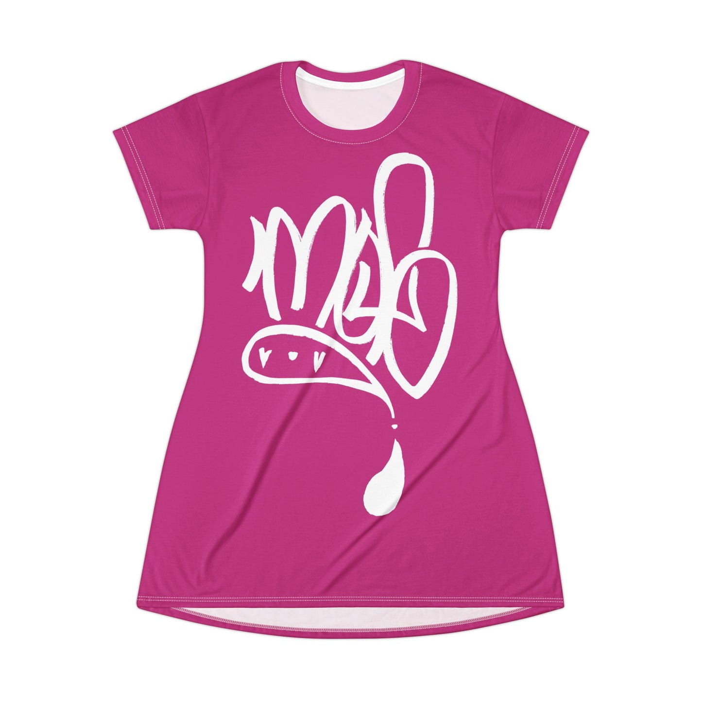 Vibrant Graffiti T-Shirt Dress, Casual Summer Dress, Streetwear Fashion, Unique Gift for Her, Trendy Lifestyle Outfit, Graffiti Print Dress