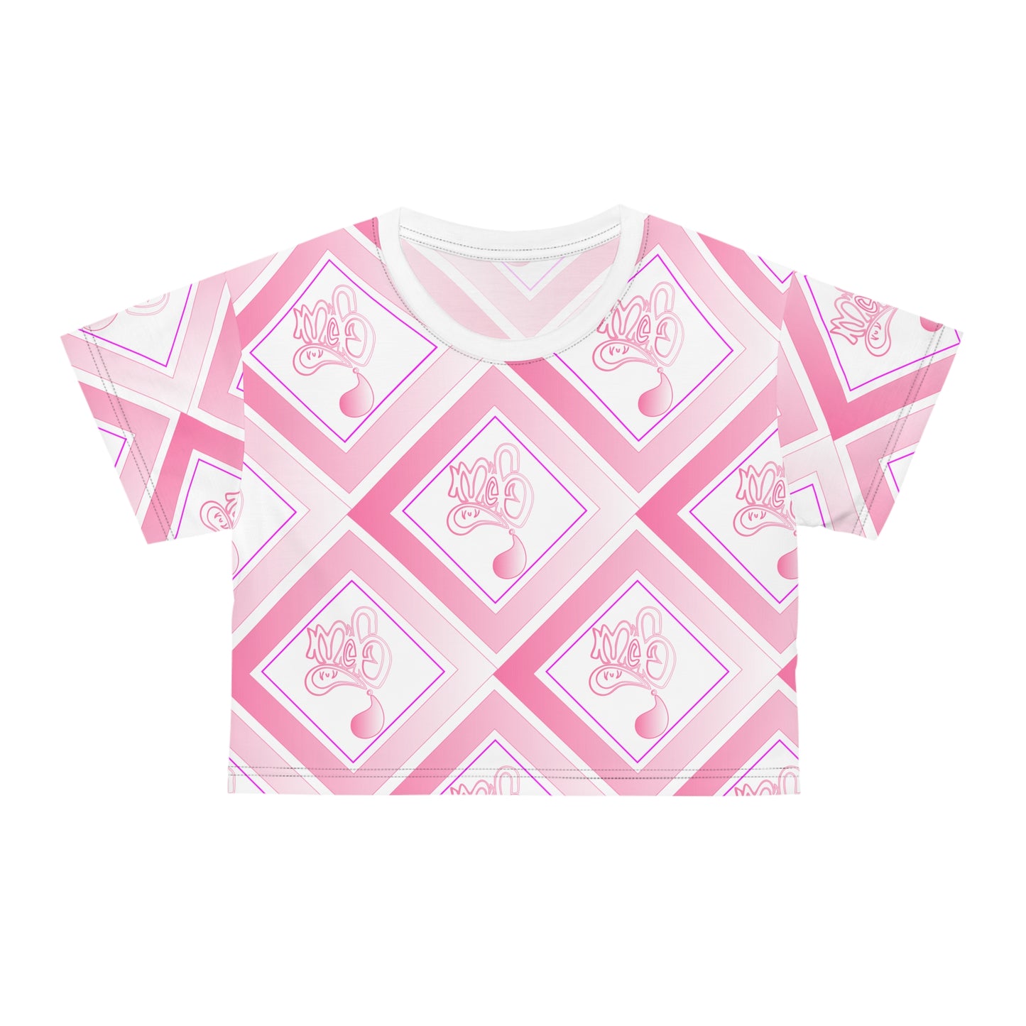 Pink diamond mofo logo pattern crop tee