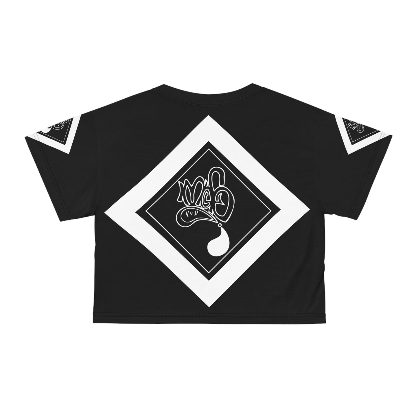 mofo 8ball logo diamond combo black crop tee