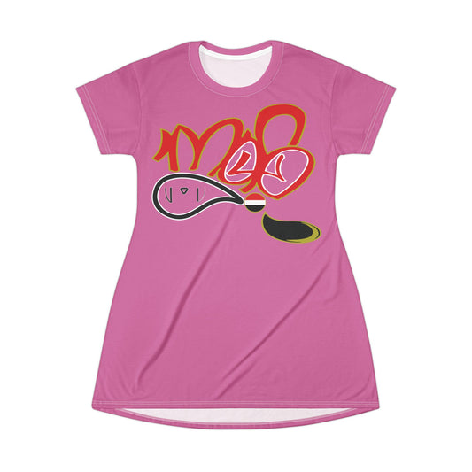 Colorful Artistic T-Shirt Dress, Fun Casual Dress for Festivals, Gift for Birthdays, Lounge Wear, Spring & Summer Fashion
