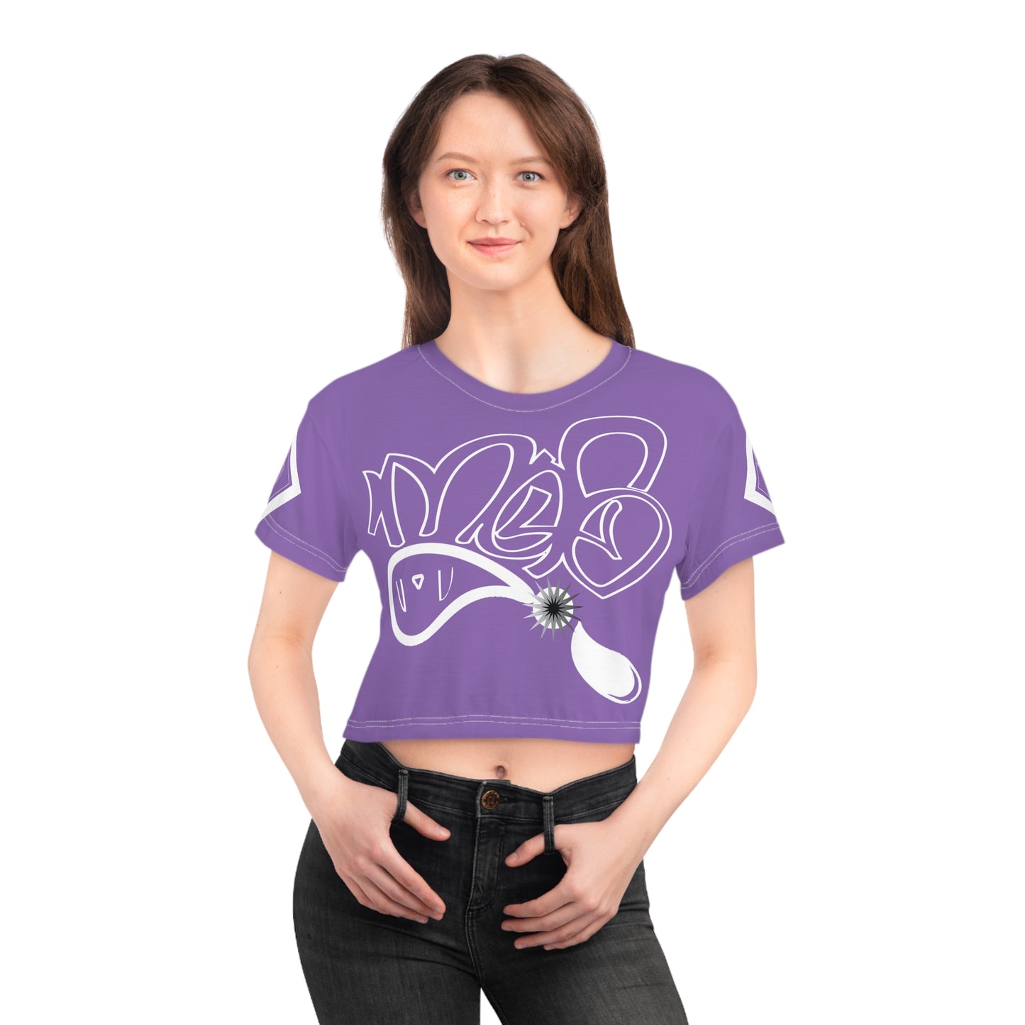mofo 15star logo diamond combo light purple crop tee