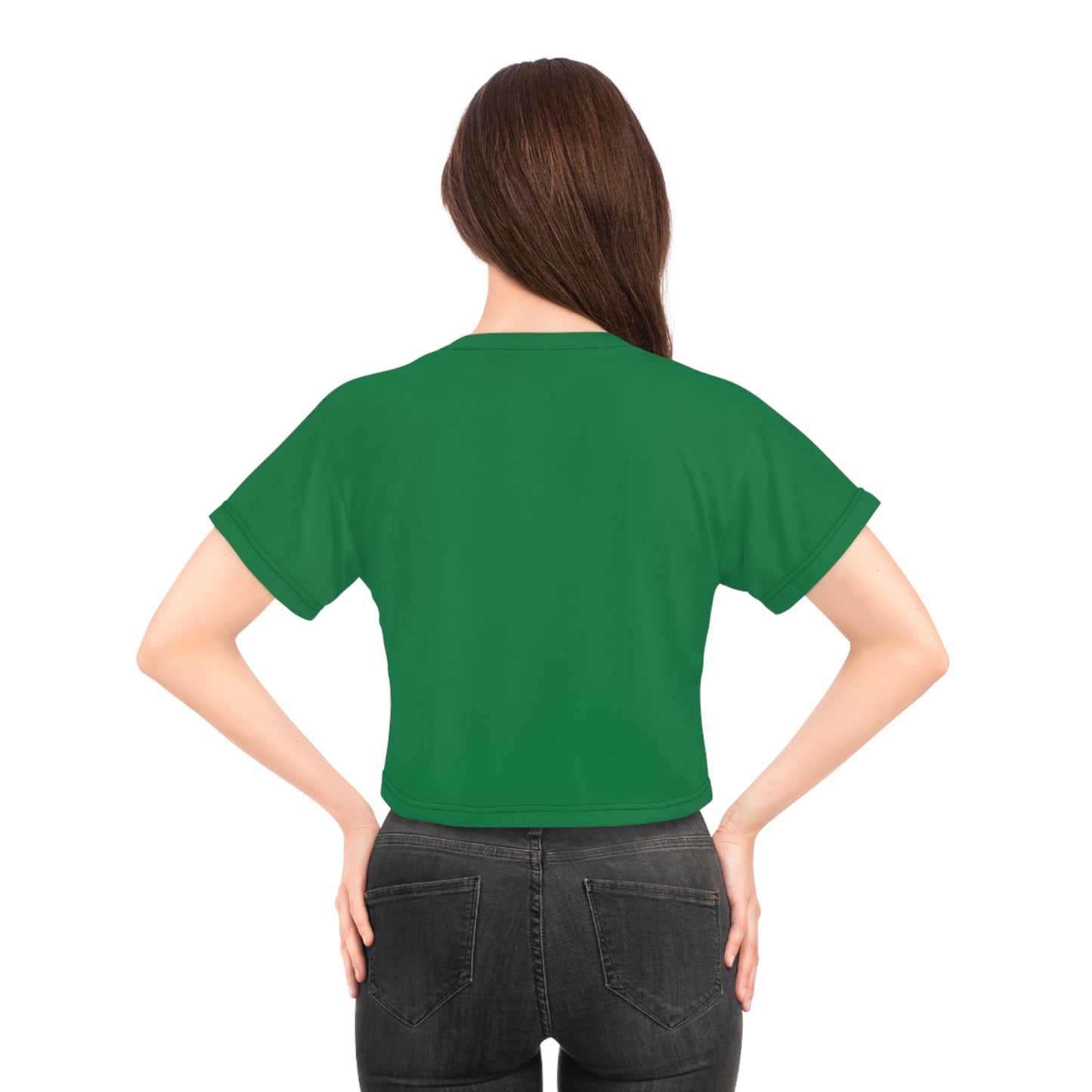 Stylish Green Crop Tee with Unique Graphic Design