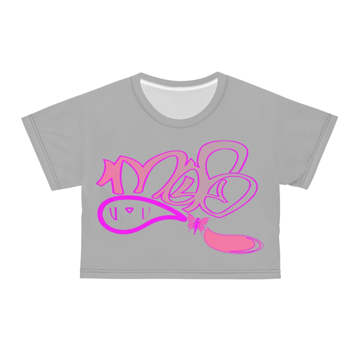 Playful Pink Graphic Crop Tee