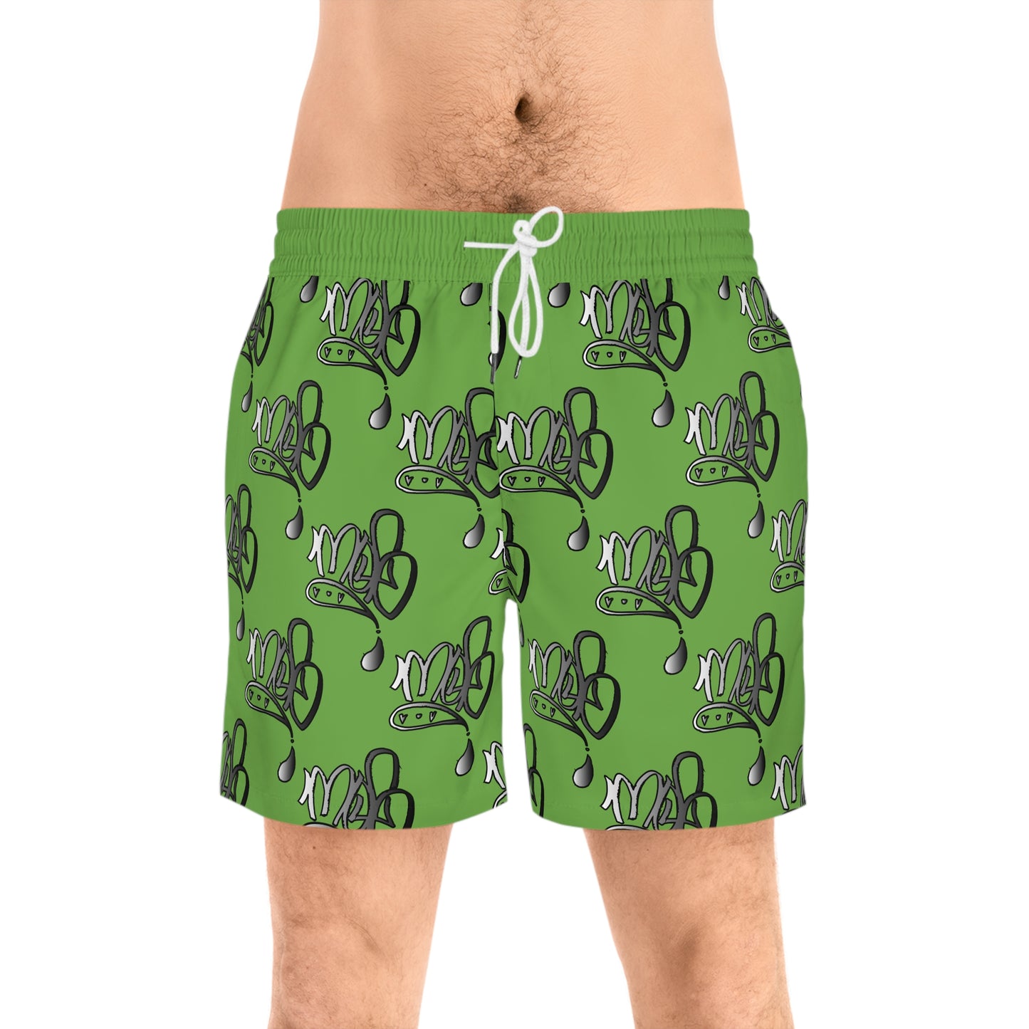 Aop mofo logo silver light green swim shorts