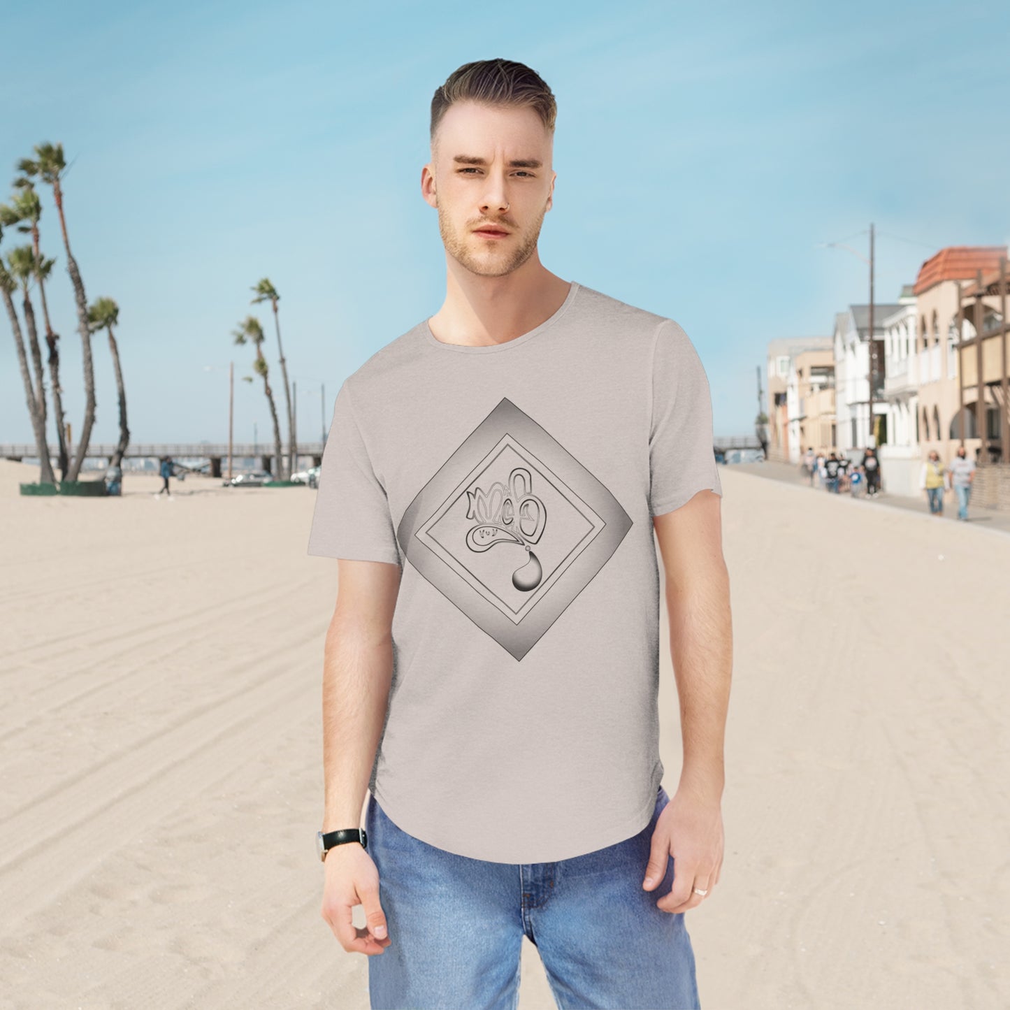 Mofo diamond silver mens curved hem