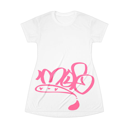 pink mofo logo low T-shirt dress white