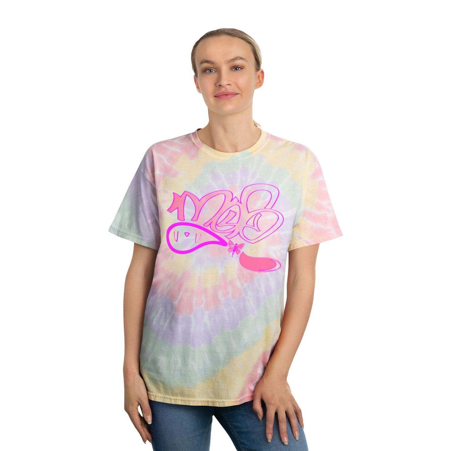 Pastel Tie-Dye Tee with Graphic Design
