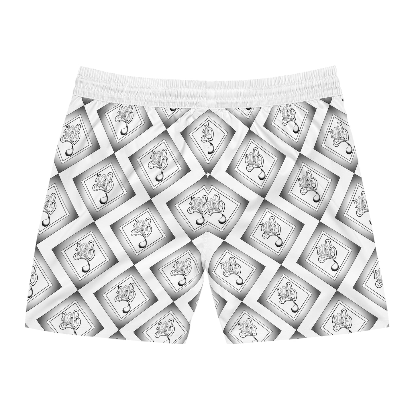 Mofo diamond aop swim shorts white