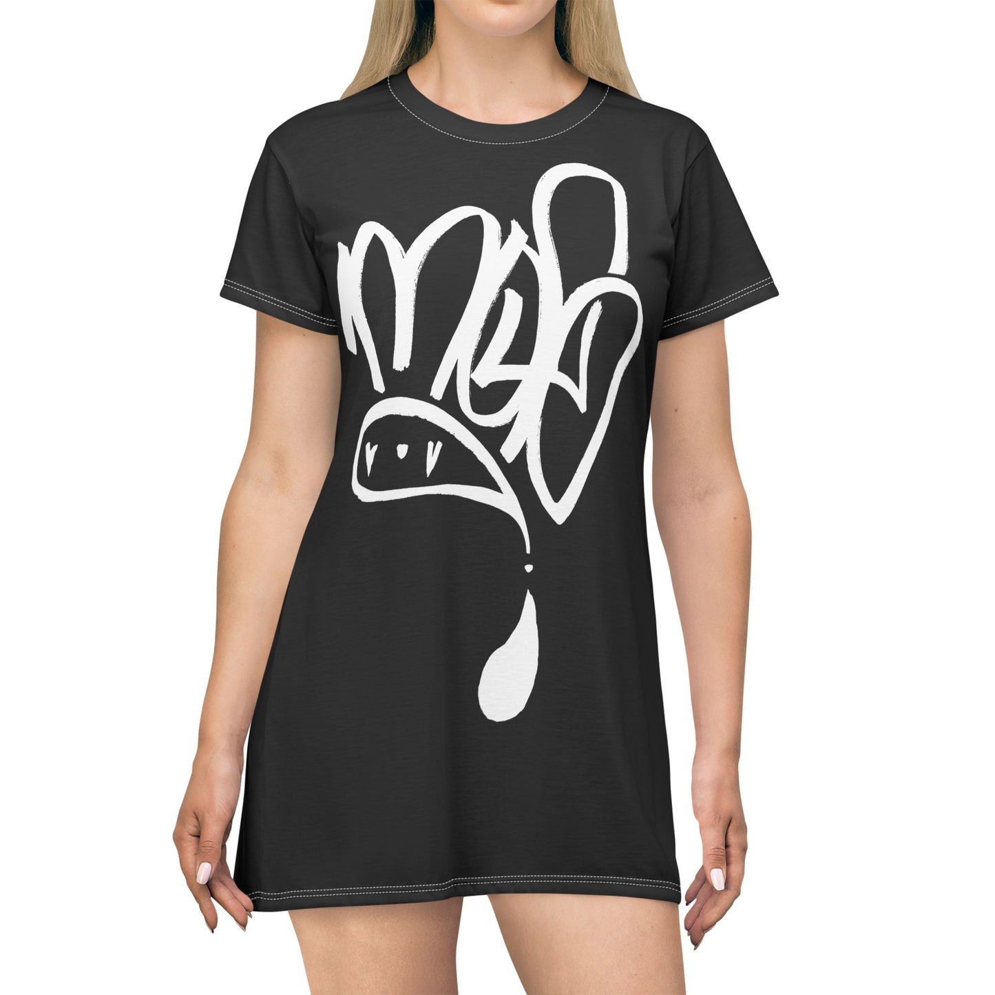 Street Art T-Shirt Dress - Urban Style, Graffiti Inspired, Trendy Fashion, Casual Wear, Summer Outfit, Gift for Her