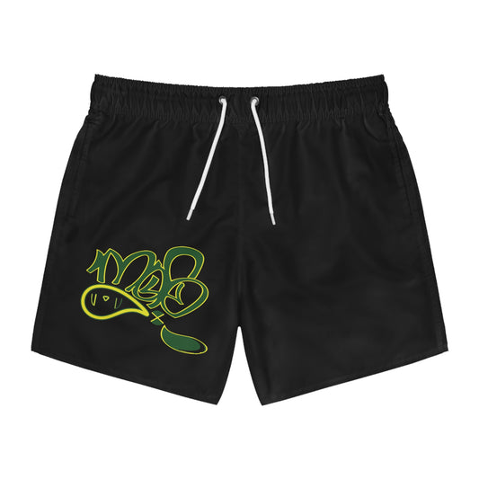 Stylish Swim Trunks, Summer Swimwear, Beachwear, Men's Swim Shorts, Graffiti Print Swim Trunks, Perfect for Vacations