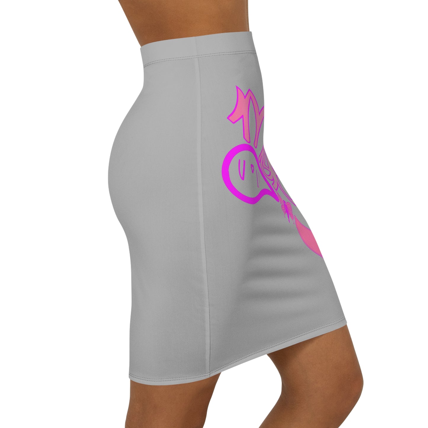 Vibrant Women's Mid-Waist Pencil Skirt with Graffiti Design