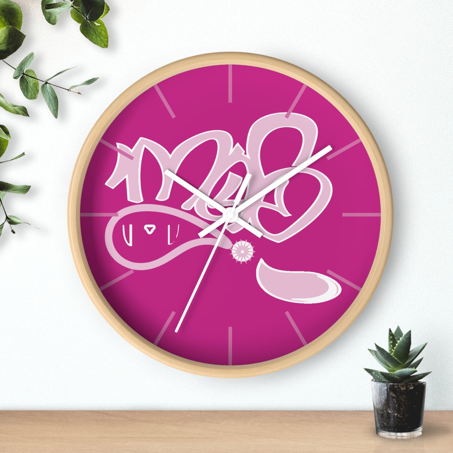 Vibrant Pink Graffiti Wall Clock - Funky Home Decor, Unique Gift, Modern Timepiece, Trendy Wall Art, Kid's Room Decoration