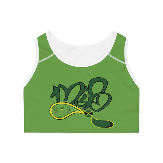 Green Sports Bra with Unique Design for Activewear, Fitness, Gym, Yoga, Sports Enthusiasts