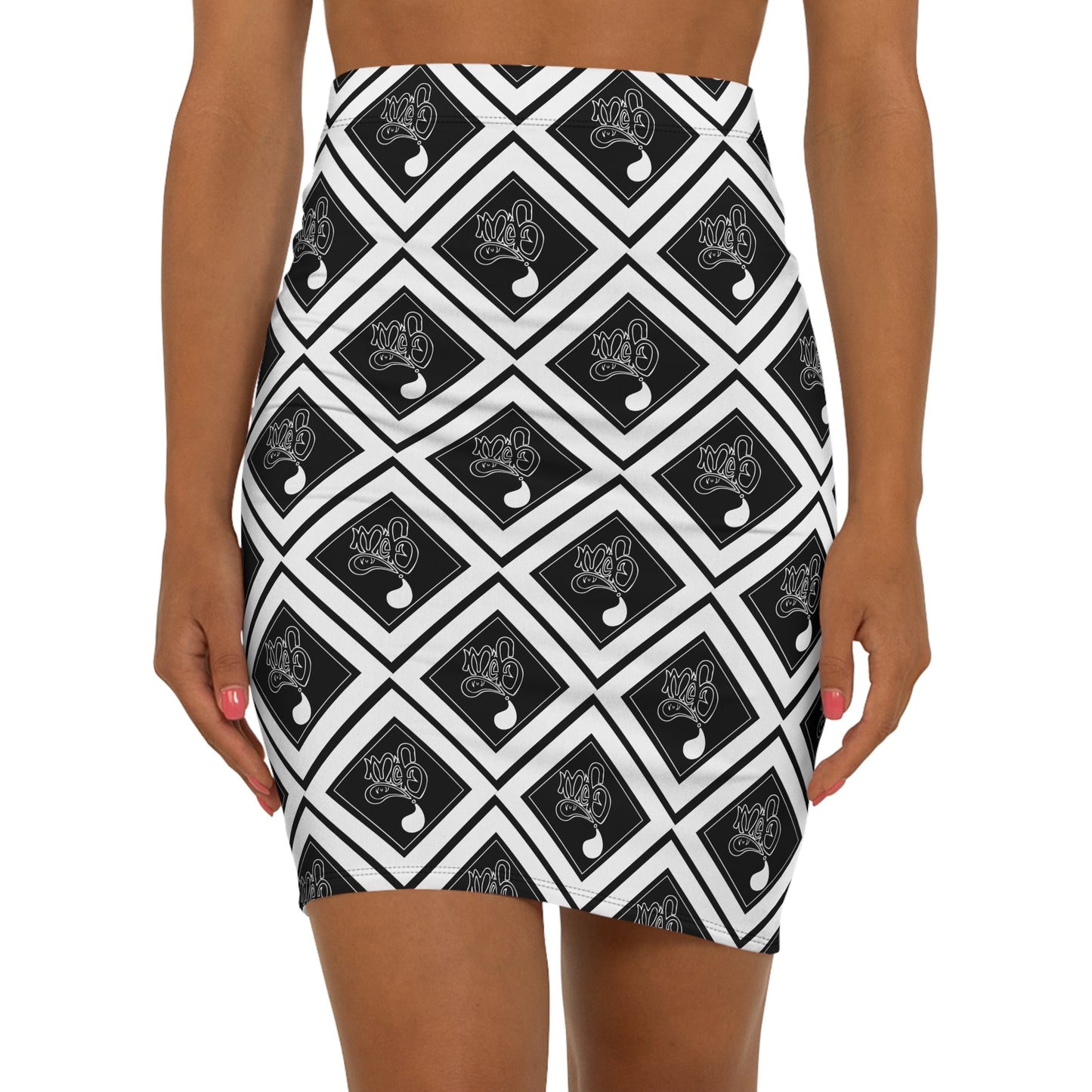 Black & White Gothic white diamond mofo logo Pencil Skirt