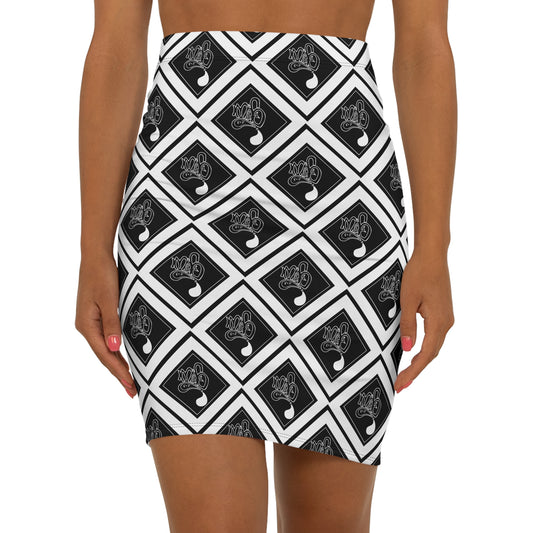 Black & White Gothic white diamond mofo logo Pencil Skirt