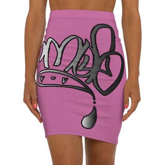 Stylish Women’s Mid-Waist Pencil Skirt with Artistic Design