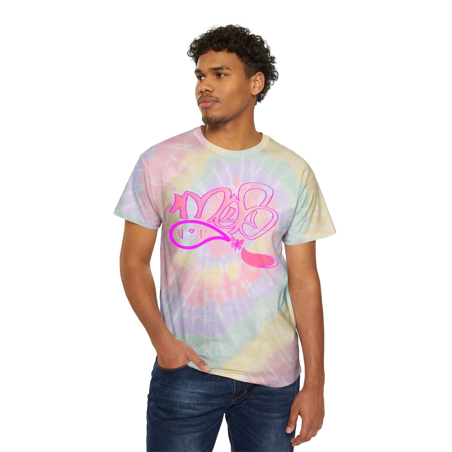 Pastel Tie-Dye Tee with Graphic Design