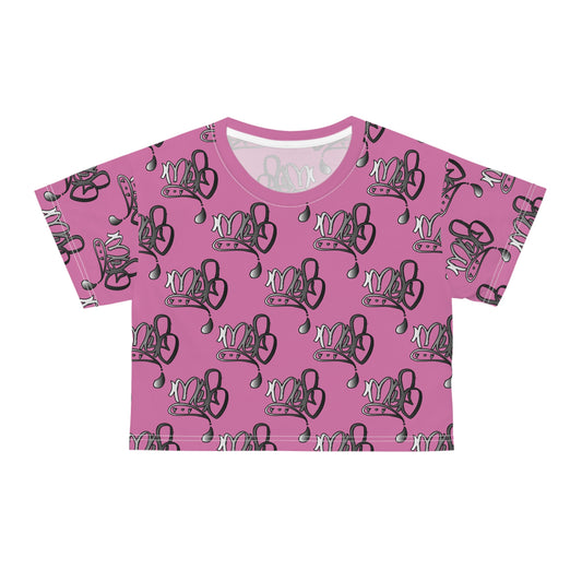 mofomindofosiris aop logo drip silver pink crop tee