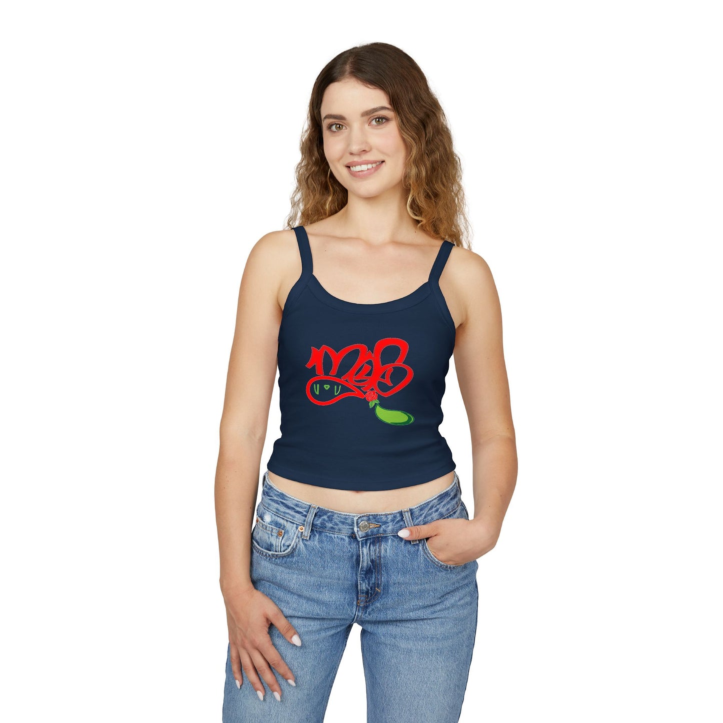 Stylish Women's Spaghetti Strap Tank Top with Colorful Graffiti Design, Summer Fashion, Casual Wear, Festival Outfit, Gift for Her