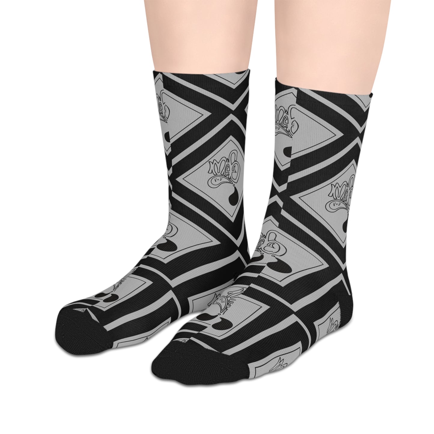 Stylish Mid-Length Socks with Unique Graphic Design, Casual Socks, Fashionable Footwear, Gift for Him/Her, Everyday Wear, Trendy Accessories