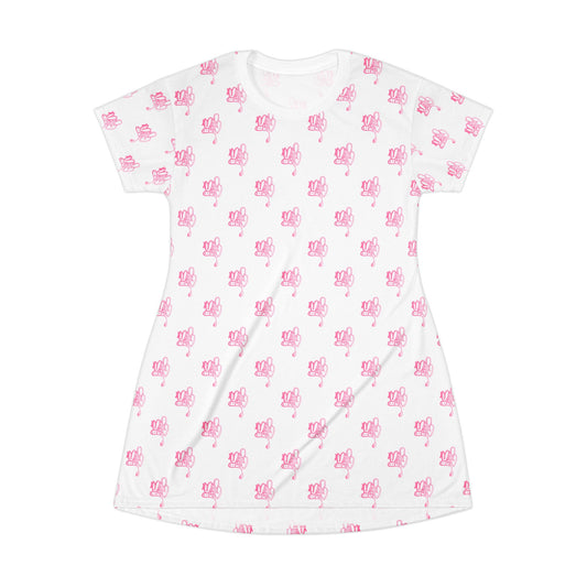 Cute Pink Floral T-Shirt Dress, Casual Summer Dress, Beach Cover-Up, Everyday Wear for Women, Gift for Her