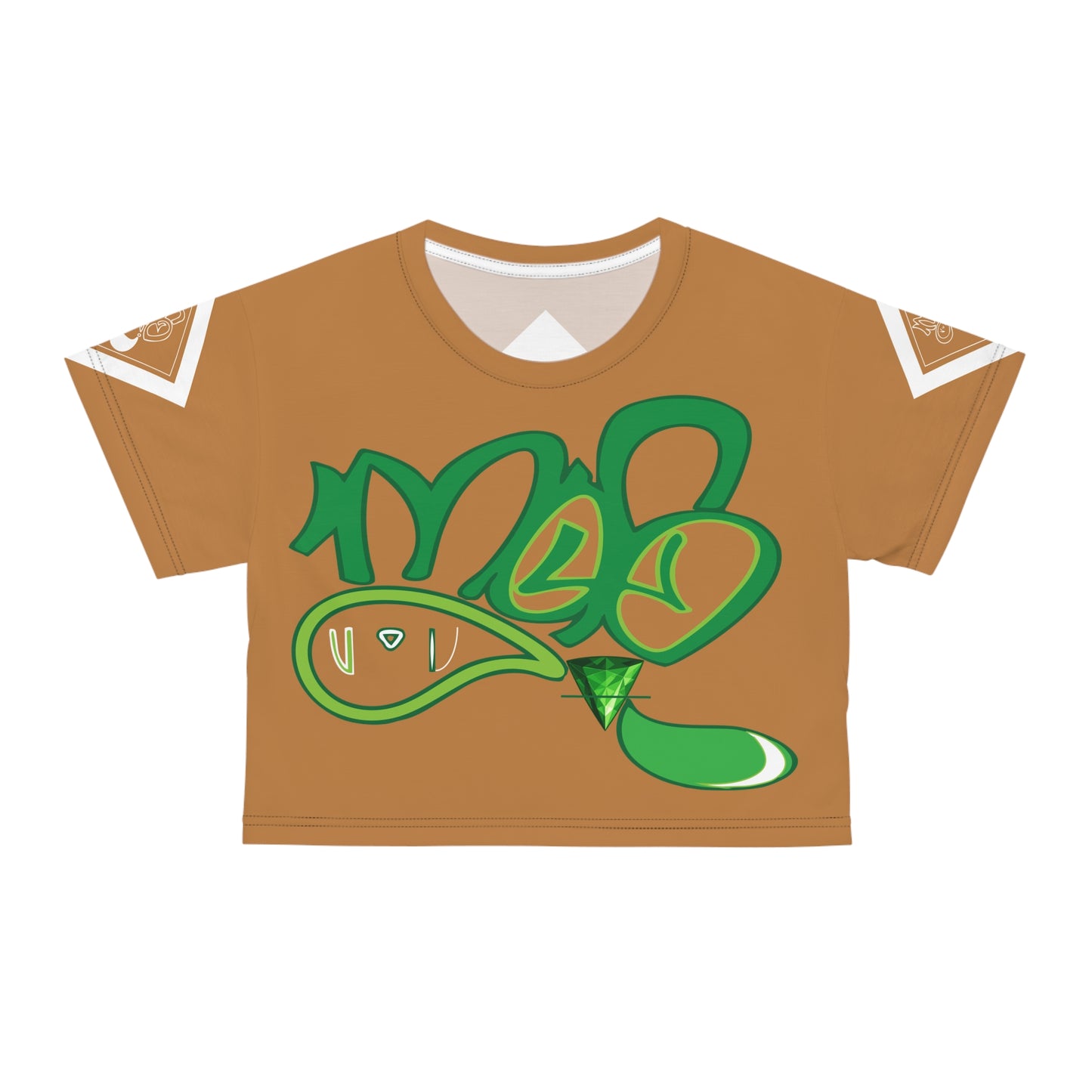 mofo earth gem logo diamond combo light brown crop tee