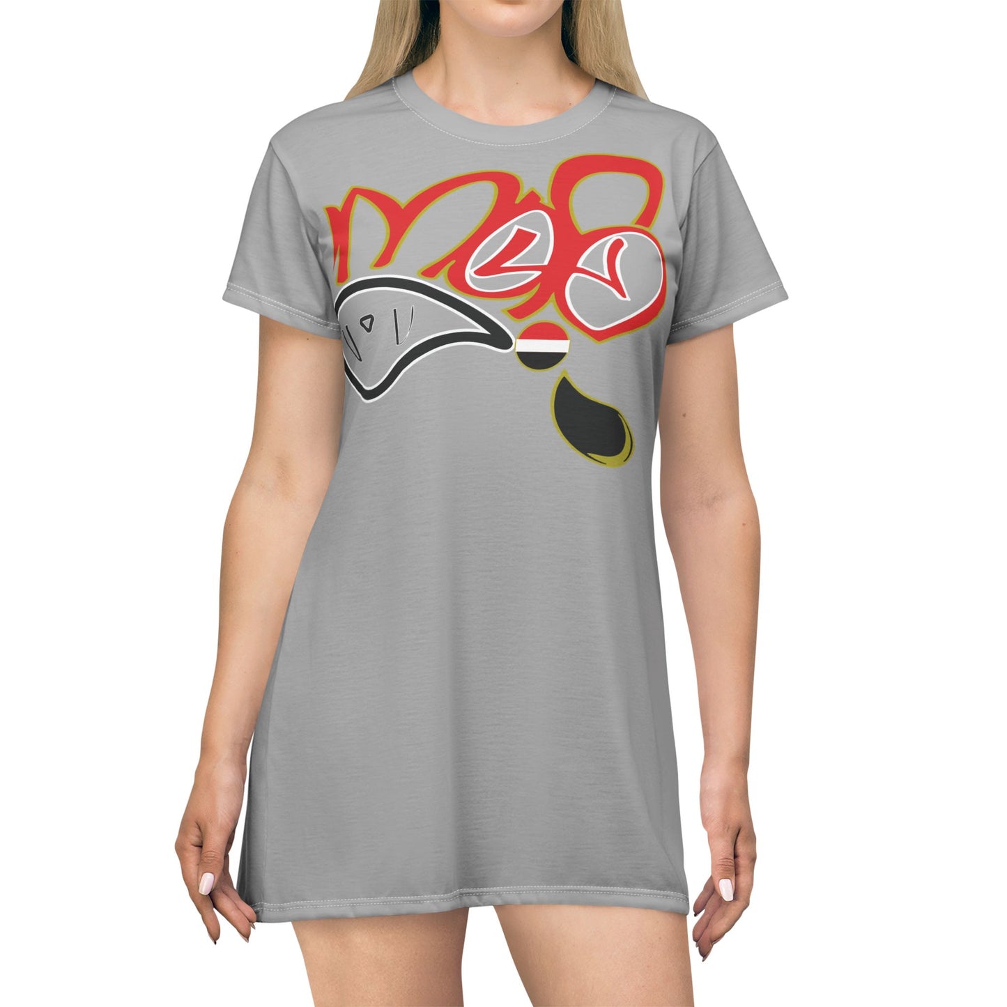 Vibrant Graphic T-Shirt Dress, Casual Summer Wear, Fun Beach Cover-Up, Comfortable Lounge Dress, Perfect Gift for Friends