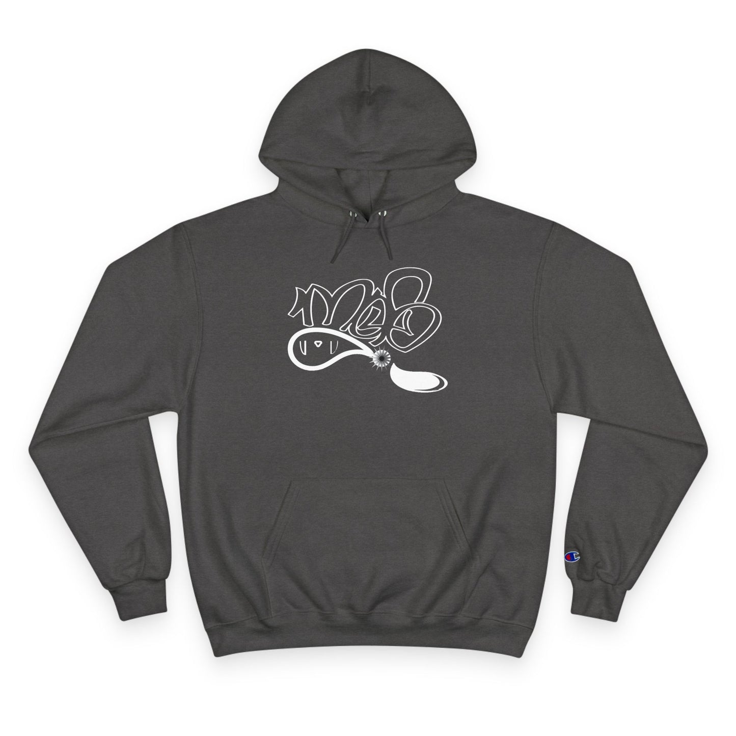 Stylish Champion Hoodie, Cozy Sweatshirt, Graffiti Design Apparel, Casual Wear, Unique Gift for Streetwear Fans