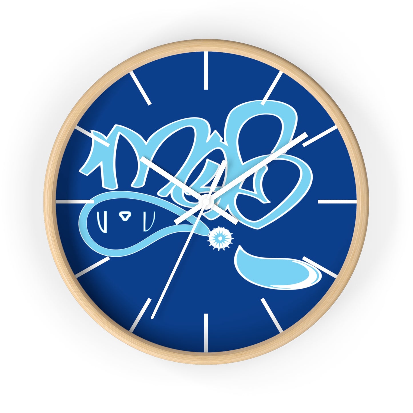 Blue Graffiti Style Wall Clock, Modern Home Decor, Unique Gift for Him or Her, Fun Office Accessory, Kids Room Wall Art, Graffiti Wall Clock