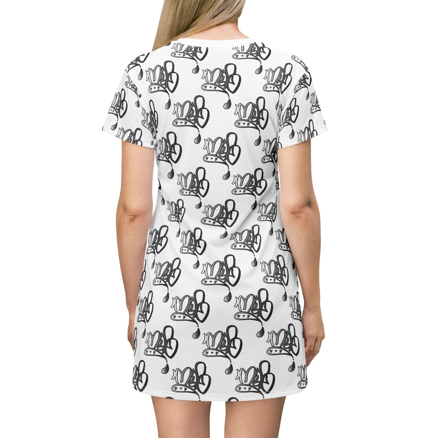 mofomindofosiris aop logo drip silver white T-shirt dress