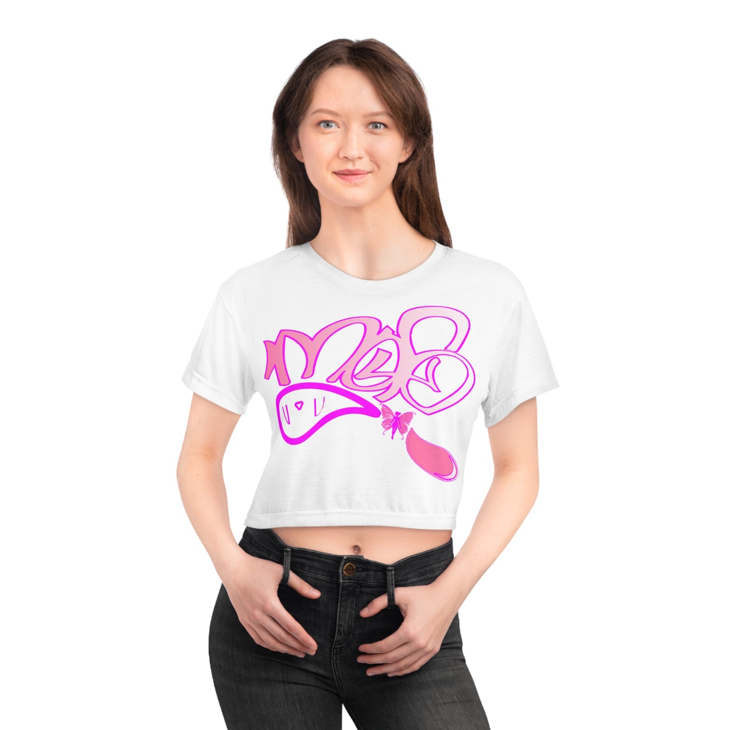 Playful Pink Graffiti Crop Tee
