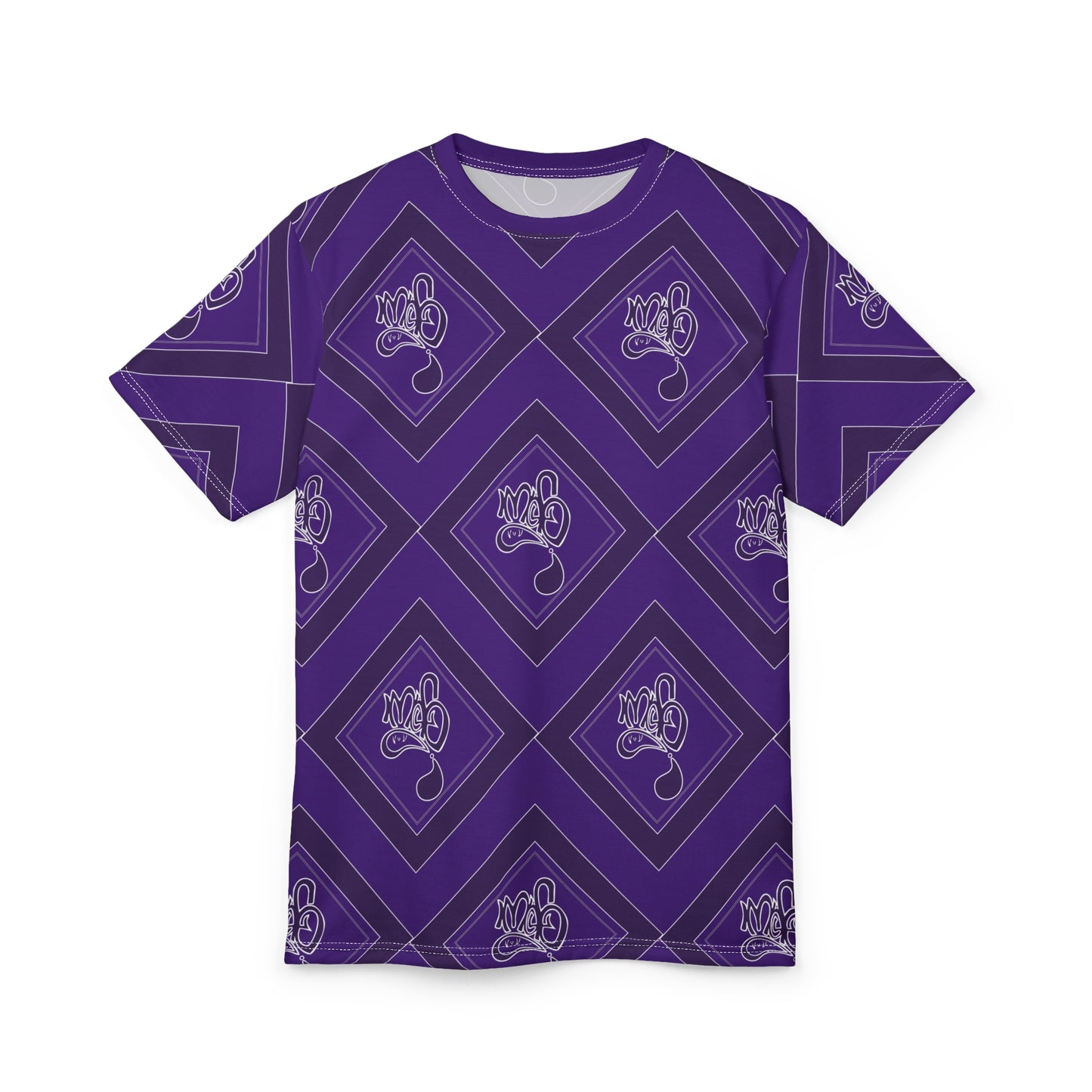 Vibrant Unisex Graphic Tee, Purple Diamond Pattern Shirt, Trendy Casual Wear, Perfect Gift for Him/Her, Everyday Style