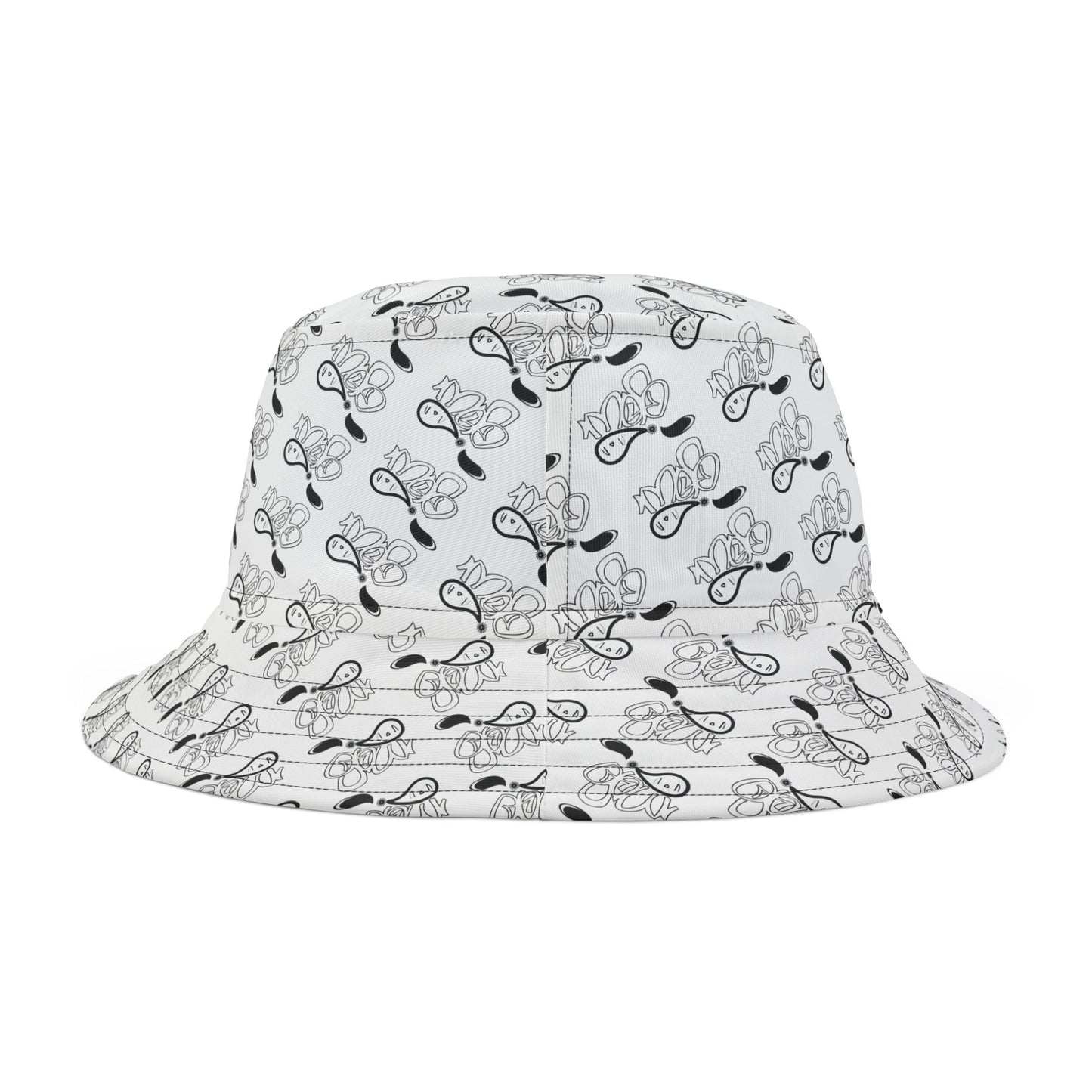 Trendy AOP Bucket Hat for Music Lovers, Sunglasses Bucket Hat, Summer Accessory, Festival Style, Great for Vacations and Outdoor Fun