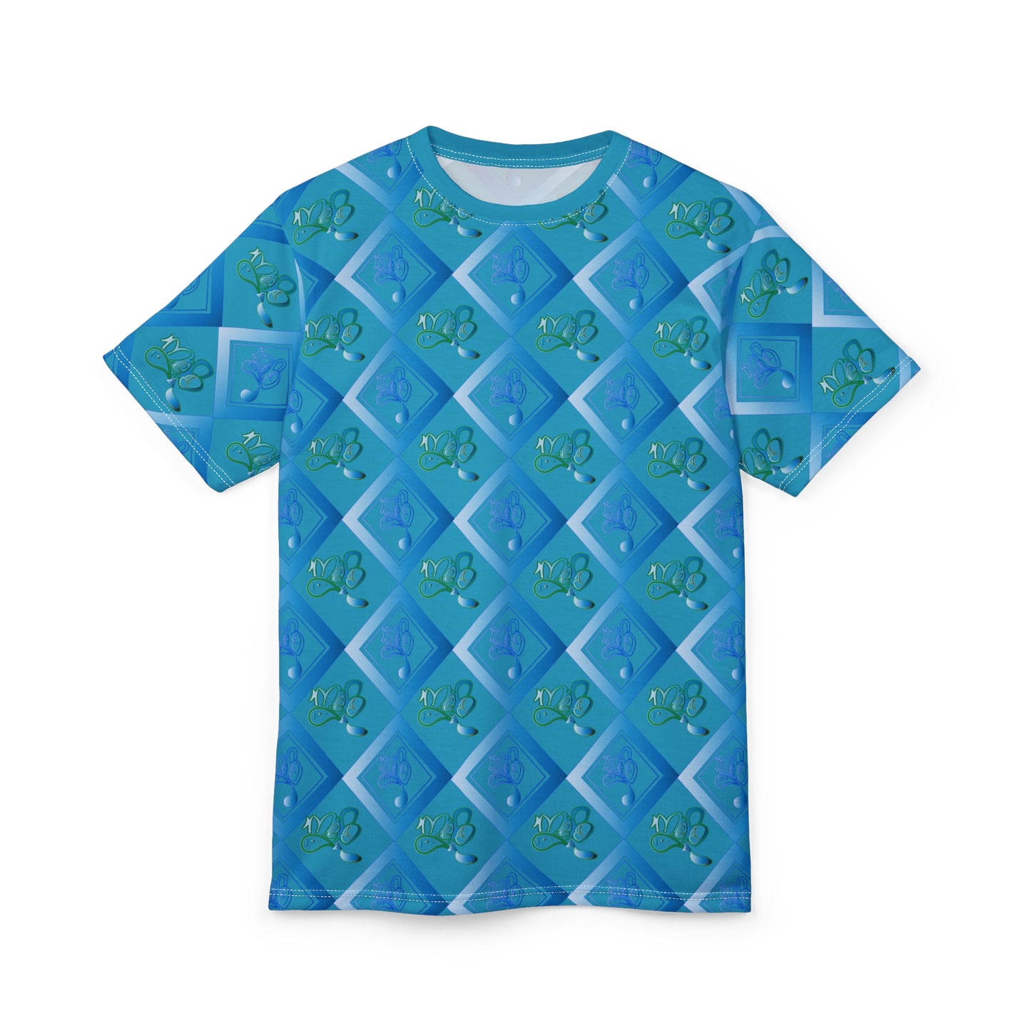 Copy of Trendy Unisex AOP Tee - Blue Diamond Floral Design, Casual Wear, Gift for Him or Her, Summer Style, Unique Fashion
