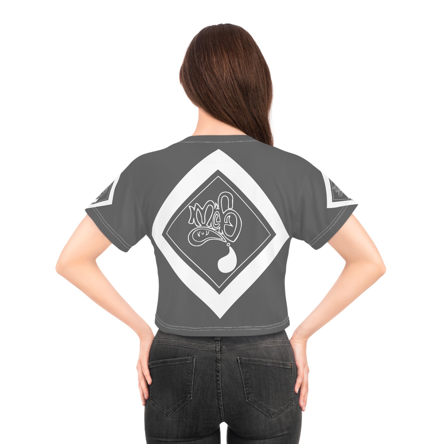 mofo 15star logo diamond combo dark grey crop tee