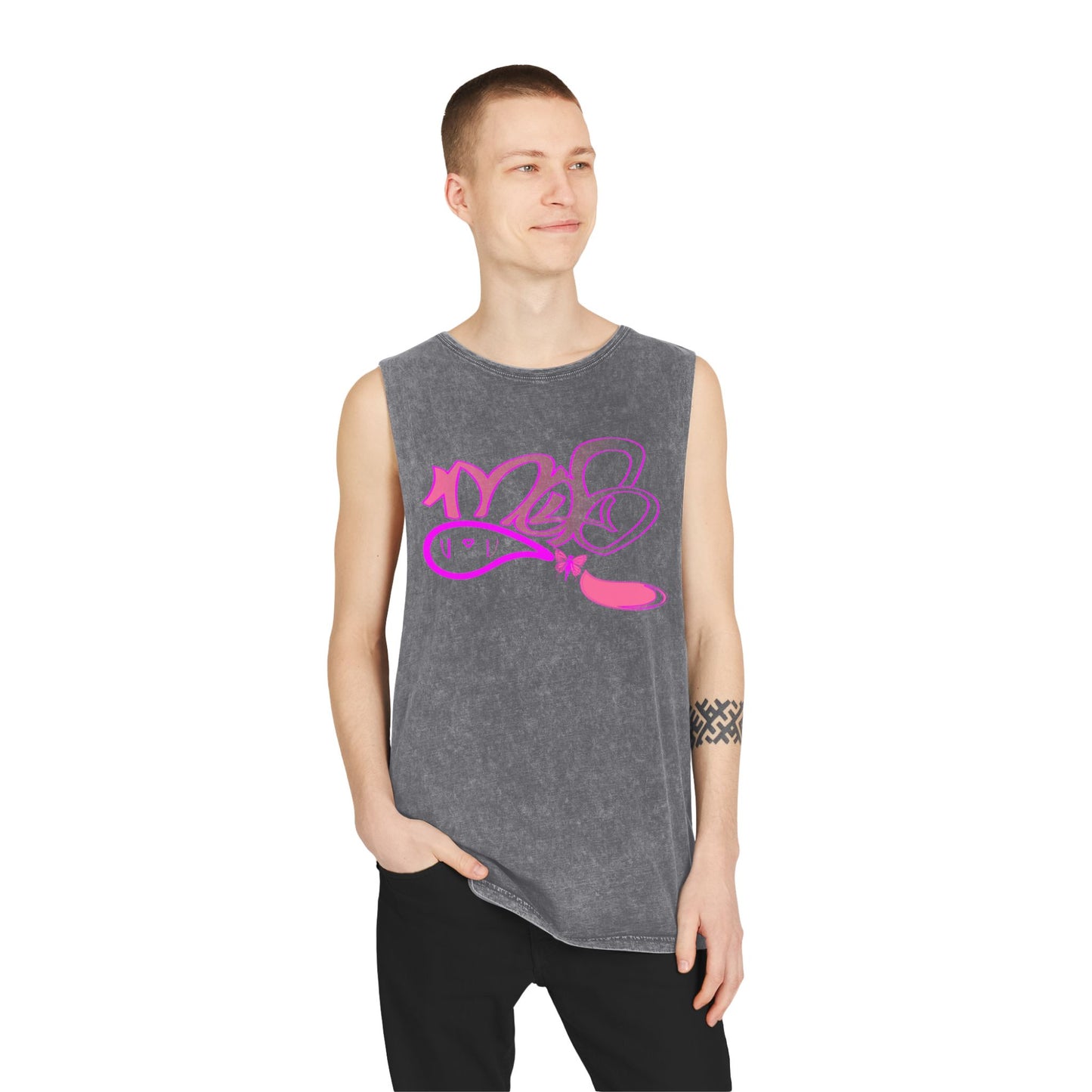 Vibrant Unisex Stonewash Tank Top with Artistic Design