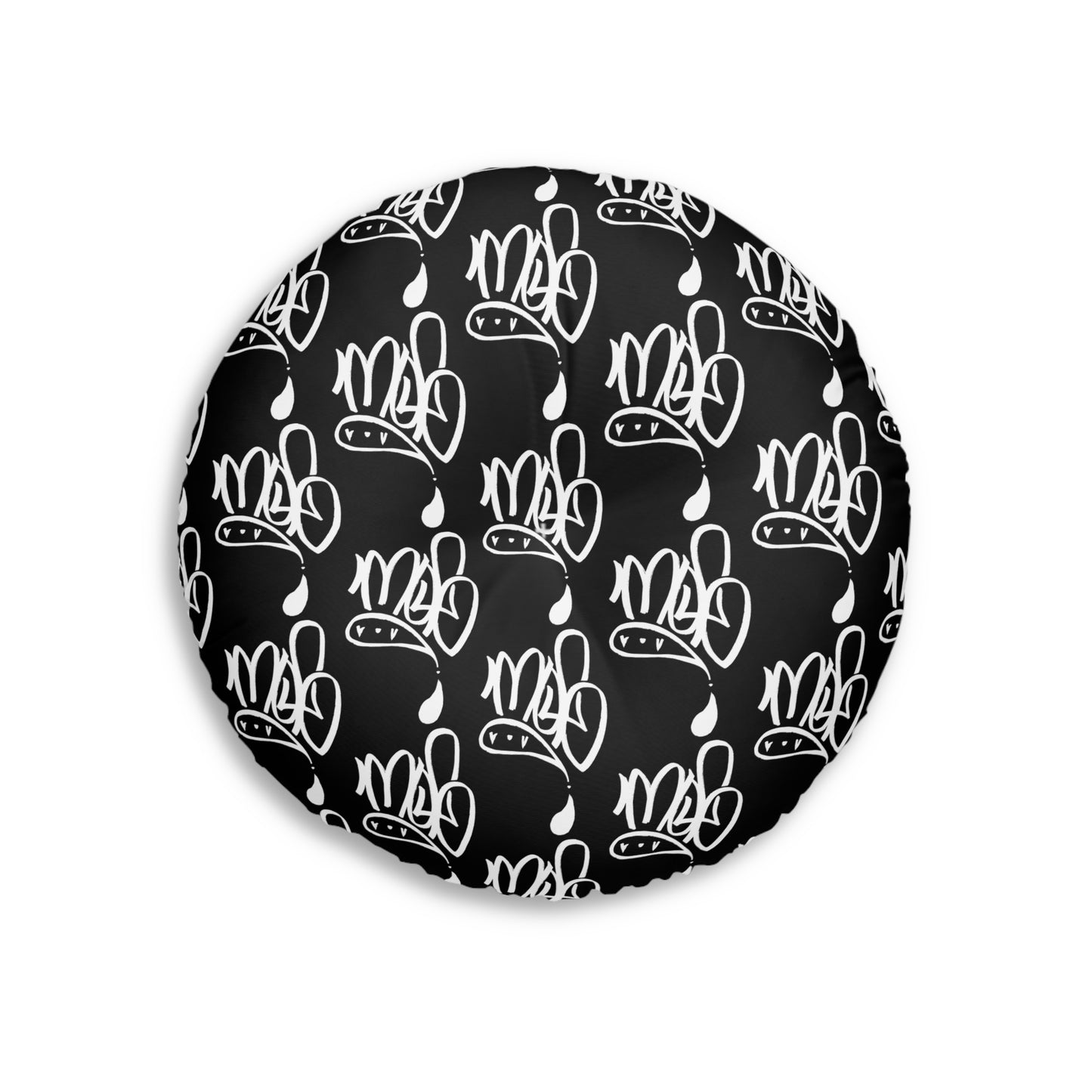 Modern Black Round Tufted Floor Pillow with Unique Design