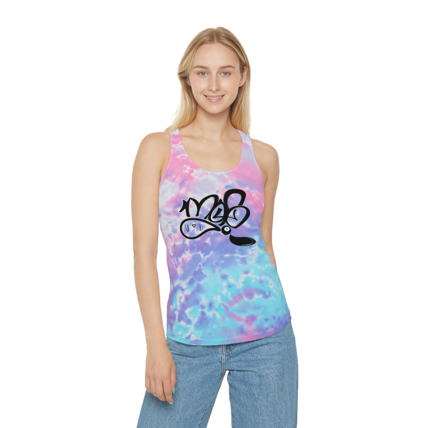 Tie Dye Racerback Tank Top, Bohemian Summer Top, Beachwear, Festival Clothing, Casual Activewear, Gift for Her, Yoga Top