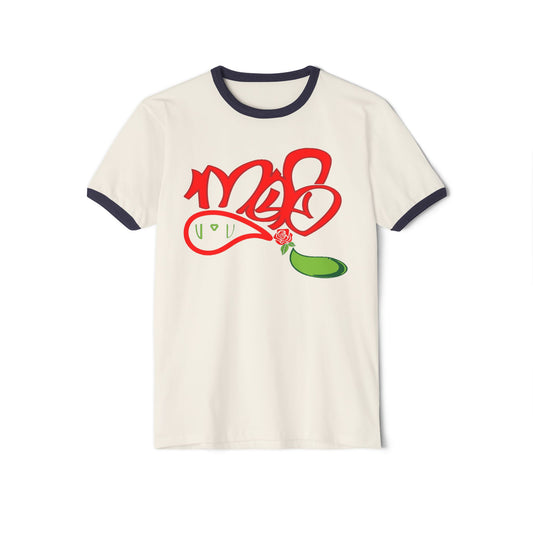 Stylish Unisex Cotton Ringer T-Shirt with Unique Floral Design, Casual Wear, Gift for Any Occasion, Graphic Tee, Trendy Apparel