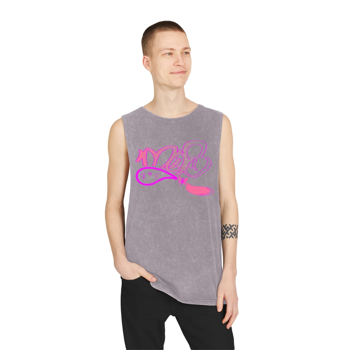 Vibrant Unisex Stonewash Tank Top with Artistic Design