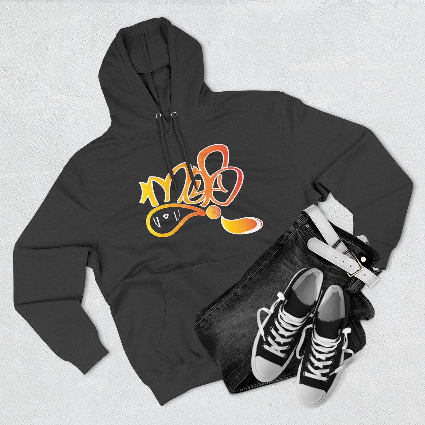 Vibrant Three-Panel Fleece Hoodie, Cozy Streetwear, Graphic Hooded Sweatshirt, Casual Pullover, Perfect for Gifts and Everyday Wear
