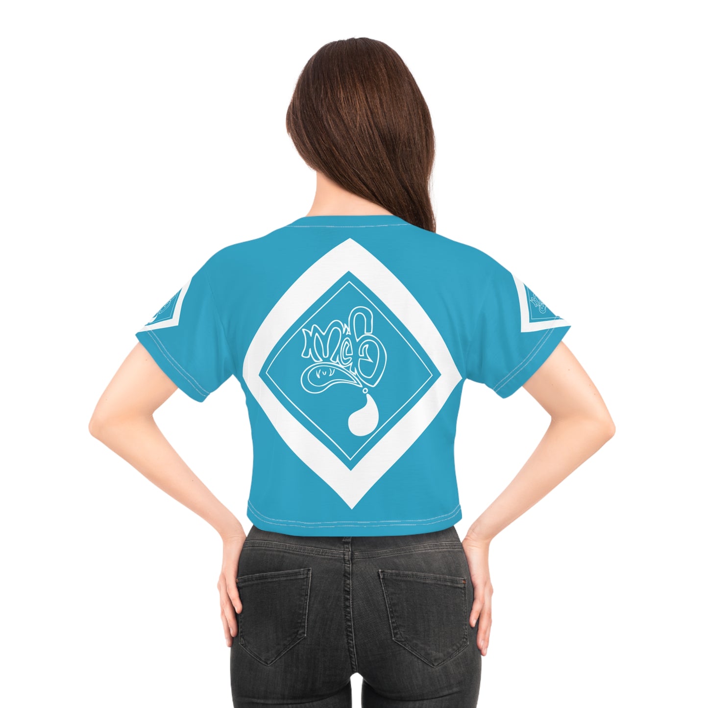 mofo 15star logo diamond combo turquoise crop tee